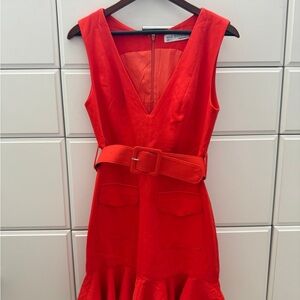 NWT Mac Duggal Crepe Mini Dress with Belt